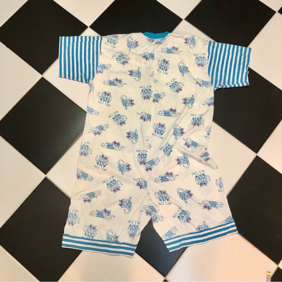 Vintage True Colors Sleepwear AOP All Over Pattern Cat Romper Pajamas size M - Picture 7 of 12